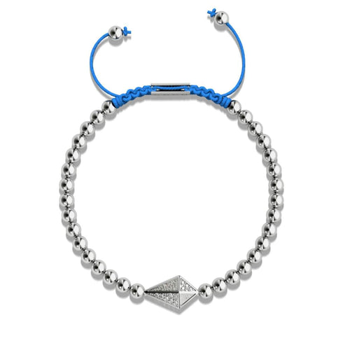 Cerf-volant | Argent & Bleu | Bracelet Charmballa en Cristal de Macramé